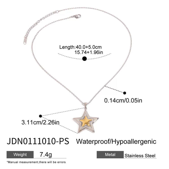 Stainless Steel And Titanium Steel Star Pattern Electroplated Necklace For Women