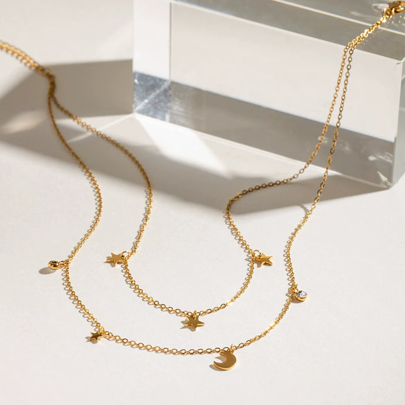Stainless Steel And Titanium Steel Star Shape Electroplated Necklace For Women