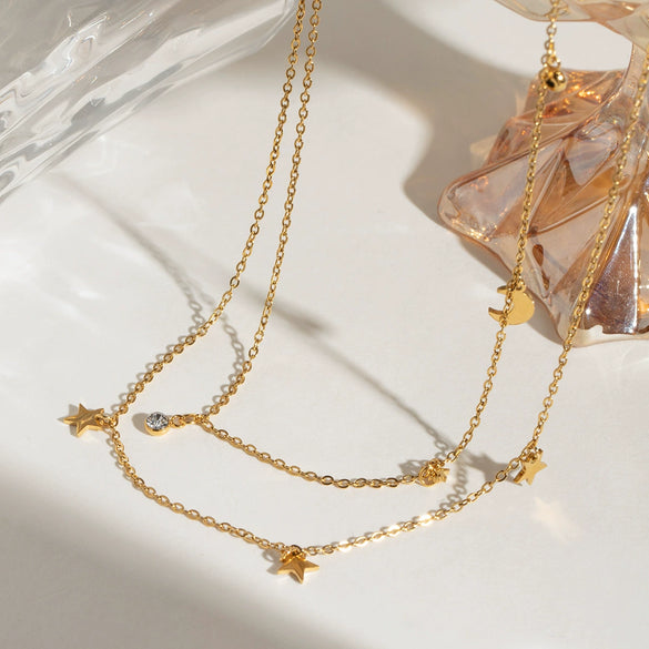 Stainless Steel And Titanium Steel Star Shape Electroplated Necklace For Women