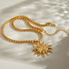 Stainless Steel And Titanium Steel Sunflower Pendant Necklace With Electroplating Retro Style Jewelry For Women