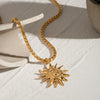 Stainless Steel And Titanium Steel Sunflower Pendant Necklace With Electroplating Retro Style Jewelry For Women