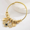 Stainless Steel And Titanium Steel Sweet Geometric Diamondencrusted Fourleaf Clover Pendant Bracelet