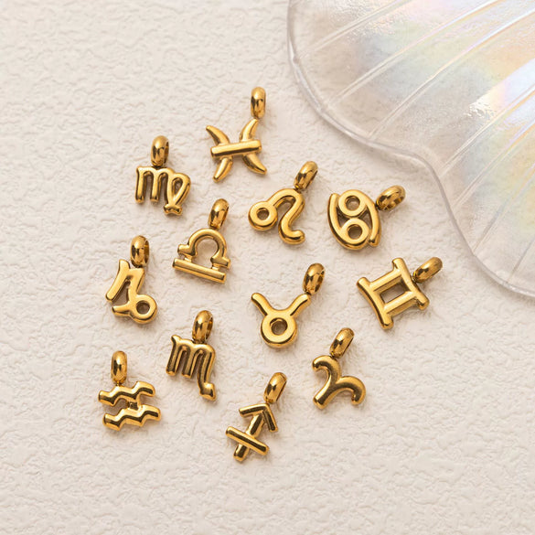 Stainless Steel And Titanium Steel Twelve Constellations Asymmetrical Pendant Necklace With Furnace Vacuum Plating And Color Retention