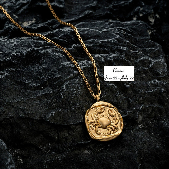 Stainless Steel And Titanium Steel Twelve Constellations Geometric Oval Pendant Necklace With Vacuum Electroplating