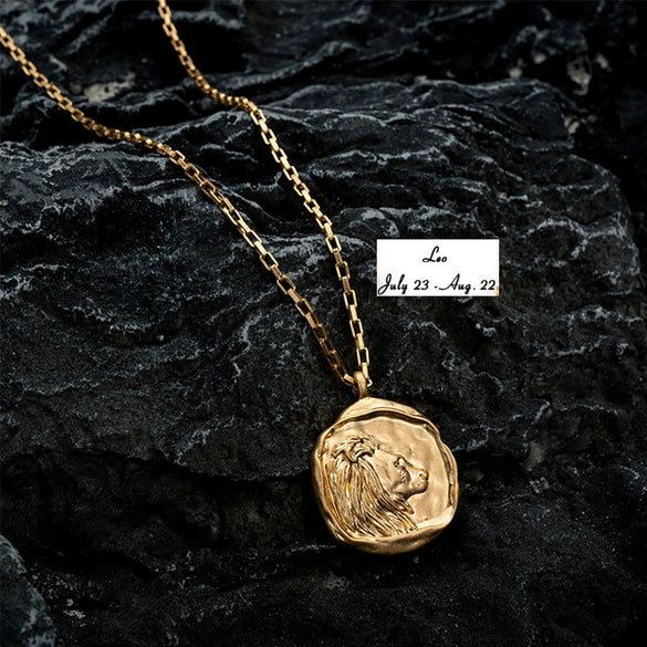 Stainless Steel And Titanium Steel Twelve Constellations Geometric Oval Pendant Necklace With Vacuum Electroplating