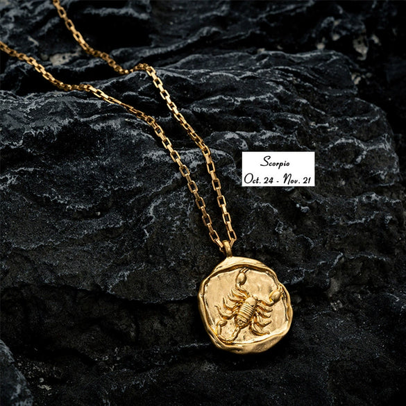 Stainless Steel And Titanium Steel Twelve Constellations Geometric Oval Pendant Necklace With Vacuum Electroplating