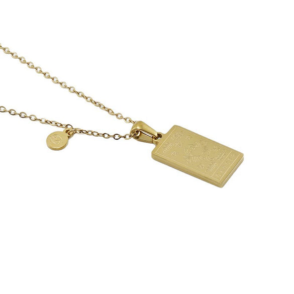 316L Stainless Steel And 316L Stainless Steel Twelve Constellations Pendant Necklace With Cross Chain And Electroplating