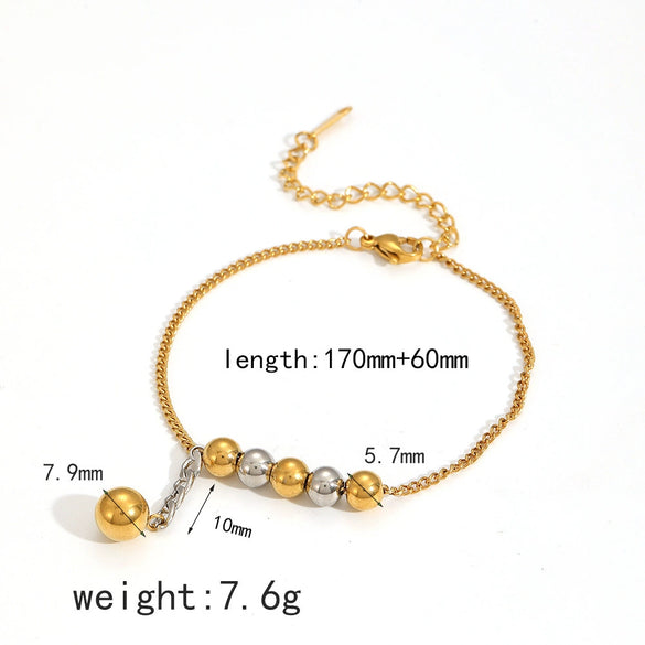 Stainless Steel And Titanium Steel Unisex Highend Necklace And Hand Jewelry With Ballbead And Snake Bone Chain Electroplating Design