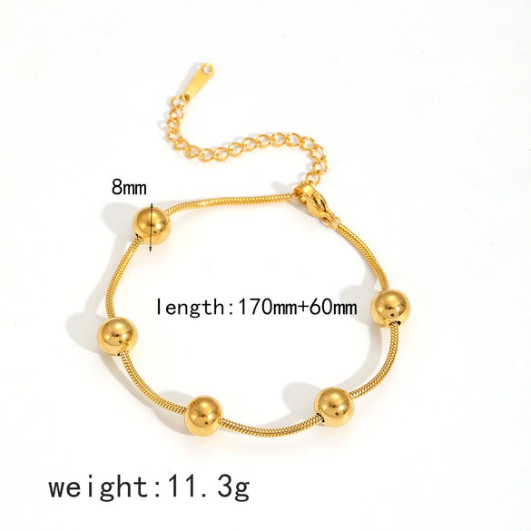 Stainless Steel And Titanium Steel Unisex Highend Necklace And Hand Jewelry With Ballbead And Snake Bone Chain Electroplating Design