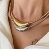 Stainless Steel And Titanium Steel Ushaped Elbow Women's Necklace With Snake Bone Chain And Electroplating Treatment
