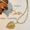 Stainless Steel And Titanium Steel Ushaped Maple Leaf Necklace Retro Minimalist Electroplated Jewelry