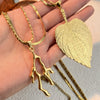 Stainless Steel And Titanium Steel Ushaped Maple Leaf Necklace Retro Minimalist Electroplated Jewelry