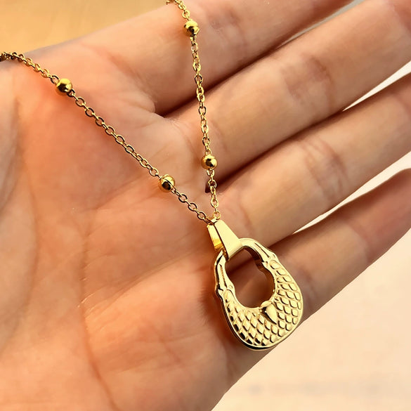 Stainless Steel And Titanium Steel Ushaped Retro Minimalist Electroplated Pendant Necklace Unisex