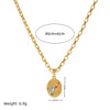 Stainless Steel And Titanium Steel Women's Hand Painted Flower Geometric Pendant Necklace With Regular Chain And Electroplating