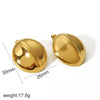Stainless Steel And Titanium Steel Women's Highend Geometric Croissant Conch Earrings 18K Goldplated