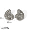 Stainless Steel And Titanium Steel Women's Highend Geometric Croissant Conch Earrings 18K Goldplated