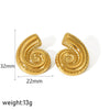Stainless Steel And Titanium Steel Women's Highend Geometric Croissant Conch Earrings 18K Goldplated