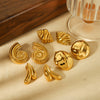 Stainless Steel And Titanium Steel Women's Highend Geometric Croissant Conch Earrings 18K Goldplated