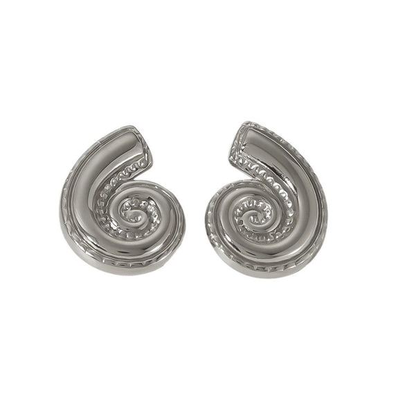 Stainless Steel And Titanium Steel Women's Highend Geometric Croissant Conch Earrings 18K Goldplated