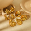 Stainless Steel And Titanium Steel Women's Highend Geometric Croissant Conch Earrings 18K Goldplated