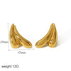 Stainless Steel And Titanium Steel Women's Highend Geometric Croissant Conch Earrings 18K Goldplated