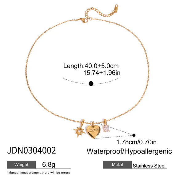 Stainless Steel And Titanium Steel Women's Ins Style Electroplating Zircon Necklace