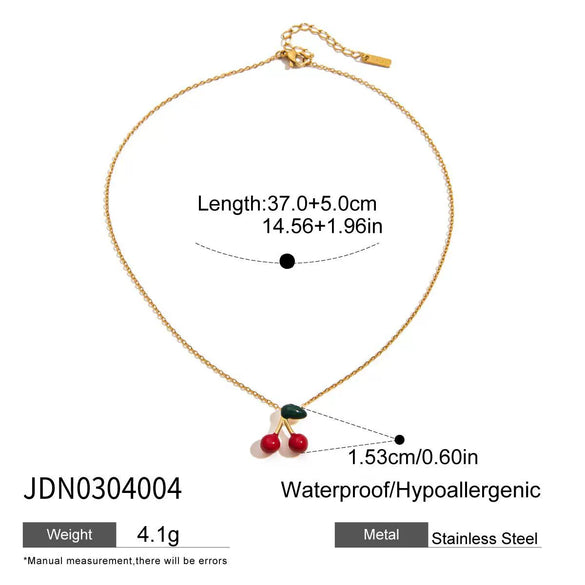 Stainless Steel And Titanium Steel Women's Light Luxury Niche Cherry Necklace With Electroplating