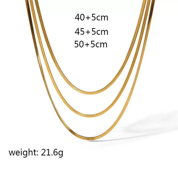 Stainless Steel And Titanium Steel Women's Nonfading Snake Bone Chain Necklace With Geometric Pattern And Electroplating Treatment