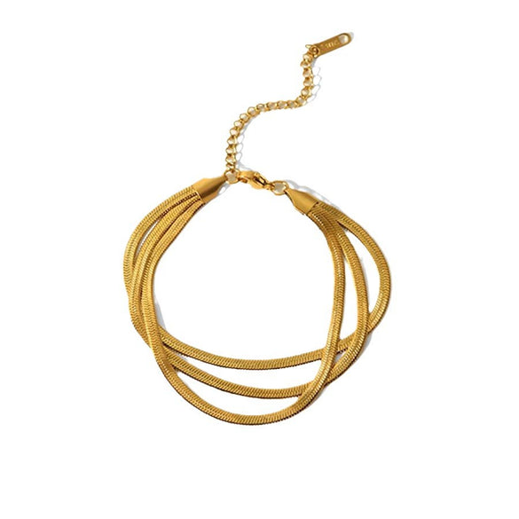 Stainless Steel And Titanium Steel Women's Nonfading Snake Bone Chain Necklace With Geometric Pattern And Electroplating Treatment