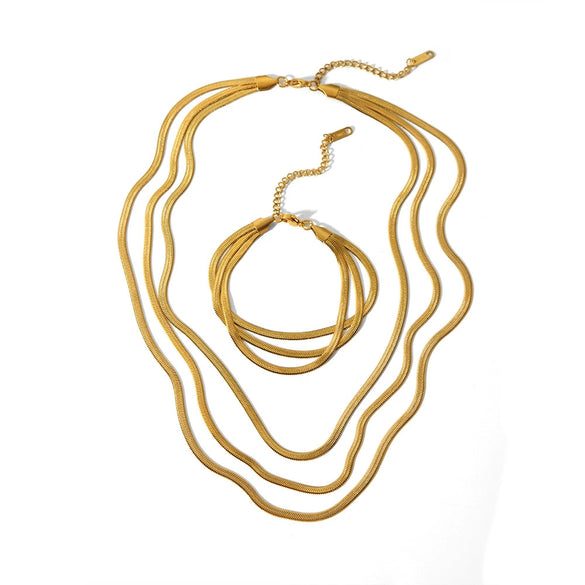 Stainless Steel And Titanium Steel Women's Nonfading Snake Bone Chain Necklace With Geometric Pattern And Electroplating Treatment