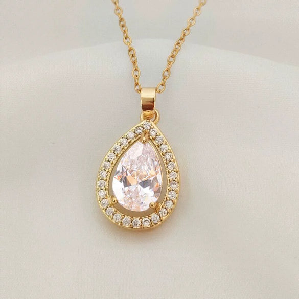 Stainless Steel And Titanium Steel Women's Water Drop Shape Light Luxury Electroplated Necklace O Chain Jewelry