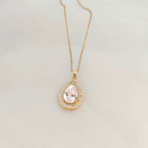 Stainless Steel And Titanium Steel Women's Water Drop Shape Light Luxury Electroplated Necklace O Chain Jewelry