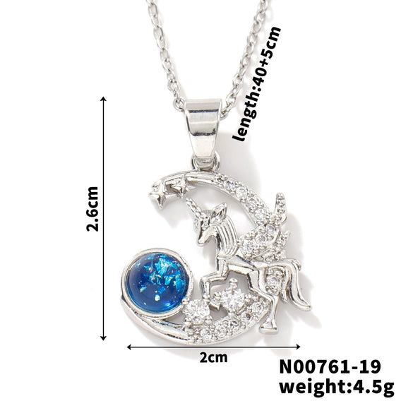 Stainless Steel And Zircon Minimalist Planet Pendant Unisex O Word Chain Necklace