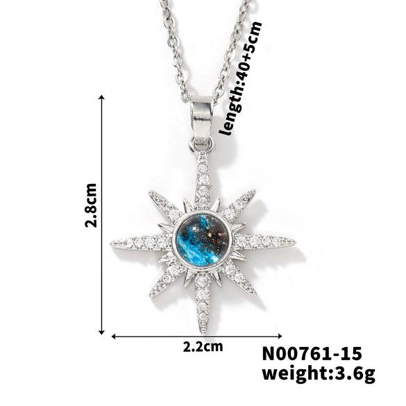 Stainless Steel And Zircon Minimalist Planet Pendant Unisex O Word Chain Necklace