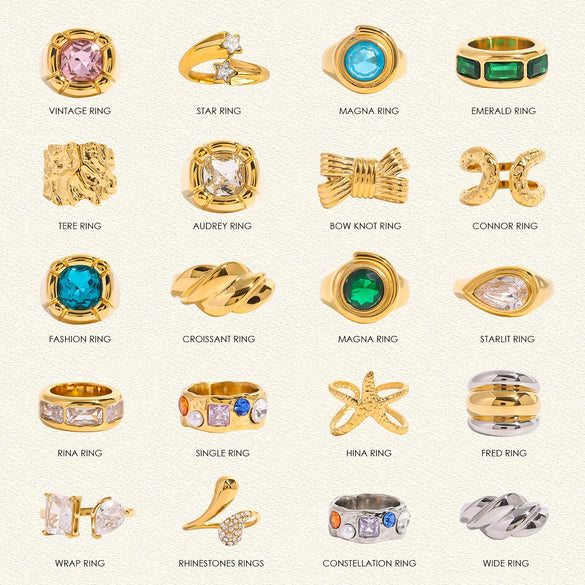 Stainless Steel And Zircon Opening Ring With Geometric Design And Electroplating For Women