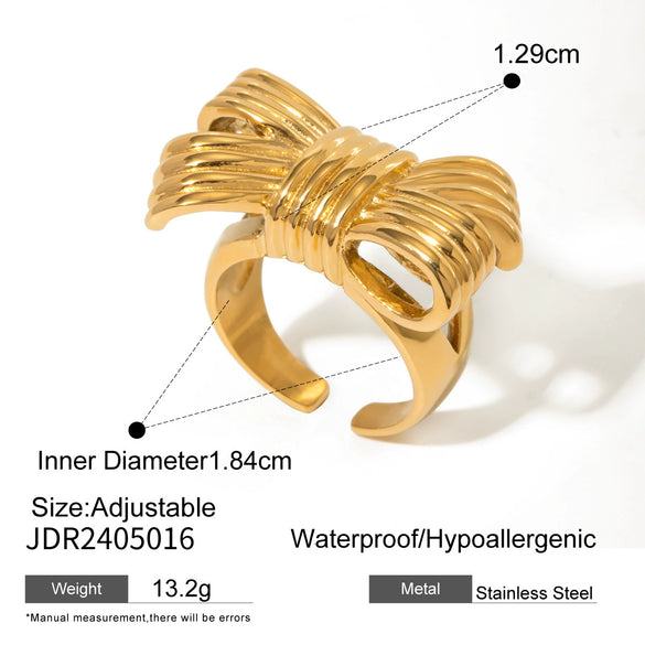 Stainless Steel And Zircon Opening Ring With Geometric Design And Electroplating For Women
