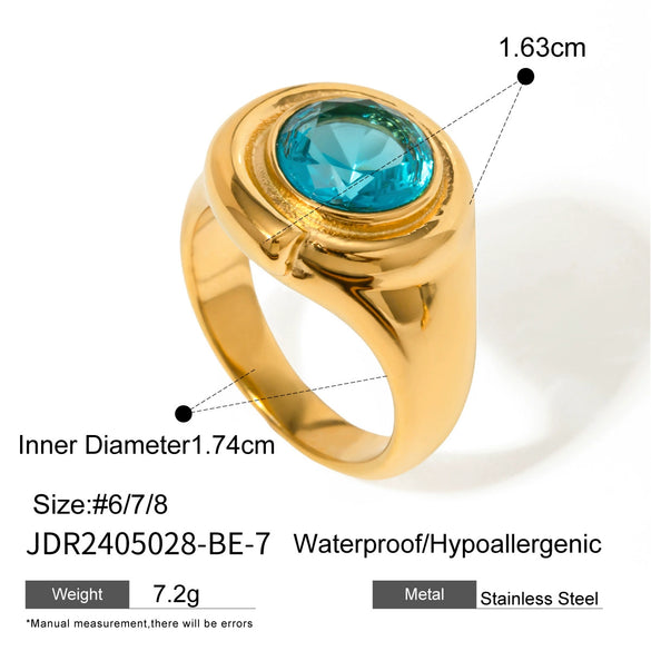 Stainless Steel And Zircon Opening Ring With Geometric Design And Electroplating For Women