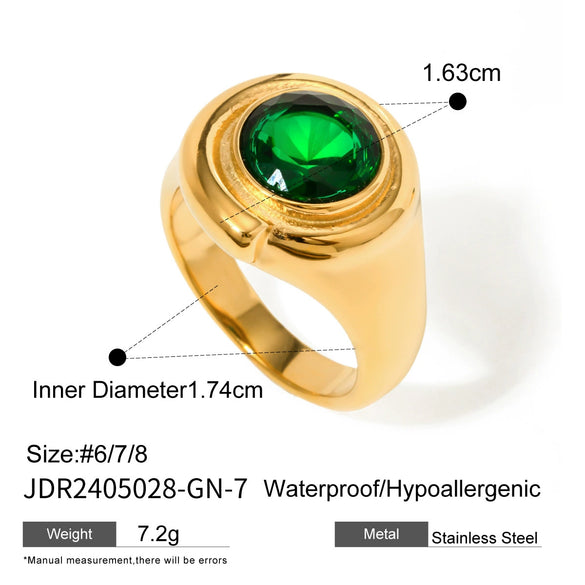 Stainless Steel And Zircon Opening Ring With Geometric Design And Electroplating For Women