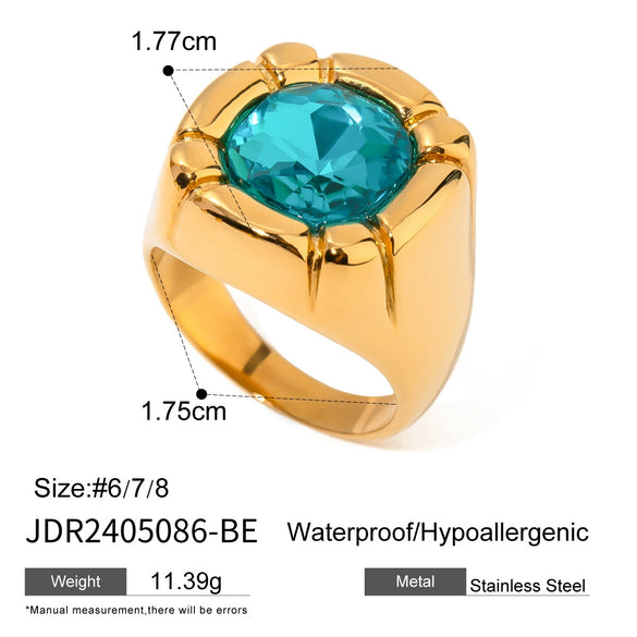 Stainless Steel And Zircon Opening Ring With Geometric Design And Electroplating For Women