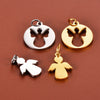 Stainless Steel Angel Cut Out Pendant Diy Necklace Bracelet Hanging Ring Accessories Electroplated