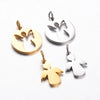 Stainless Steel Angel Cut Out Pendant Diy Necklace Bracelet Hanging Ring Accessories Electroplated