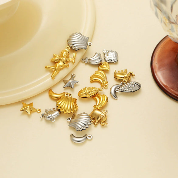 Stainless Steel Angel Heart Corn Hollow Pendant Accessories For Ladies Jewelry Diy