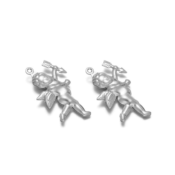 Stainless Steel Angel Heart Corn Hollow Pendant Accessories For Ladies Jewelry Diy