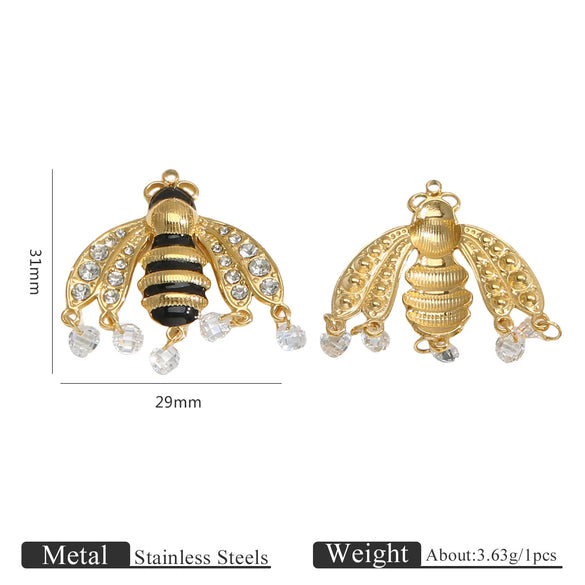 Stainless Steel Animal Bee Hummingbird Fish Dripping Oil Cartoon Style Diy Craft Supplies Pendant For Earrings Bracelet Necklace