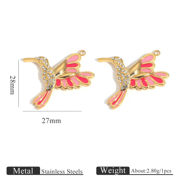 Stainless Steel Animal Bee Hummingbird Fish Dripping Oil Cartoon Style Diy Craft Supplies Pendant For Earrings Bracelet Necklace