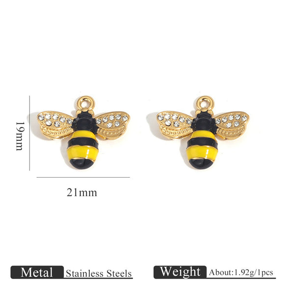 Stainless Steel Animal Bee Hummingbird Fish Dripping Oil Cartoon Style Diy Craft Supplies Pendant For Earrings Bracelet Necklace