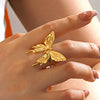 Stainless Steel Animal Butterfly Ring For Women With Electroplating