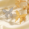 Stainless Steel Animal Butterfly Ring For Women With Electroplating