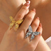 Stainless Steel Animal Butterfly Ring For Women With Electroplating