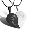 Stainless Steel Animal Cat Pendant Couple Necklace With Black And White Kitten Embrace Round Design On Leather Rope Chain